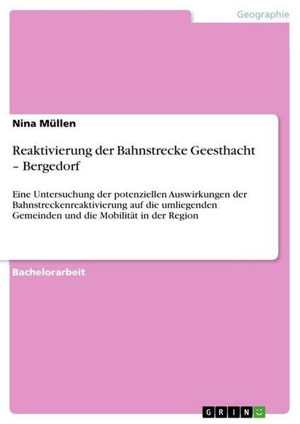 Produktbild: Reaktivierung der Bahnstrecke Geesthacht - Bergedorf