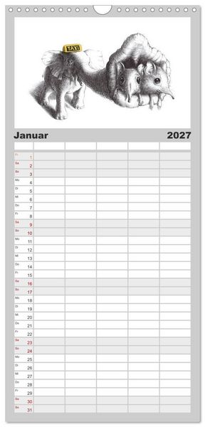 Produktbild: Familienplaner 2027 - TIERONISCH mit 5 Spalten (Wandkalender, 21 x 45 cm) CALVENDO