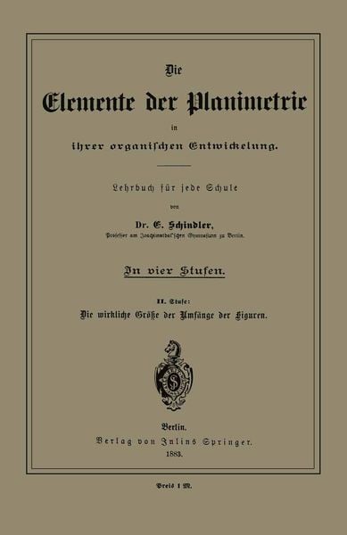 Produktbild: Die Elemente der Planimetrie in ihrer organischen Entwickelung
