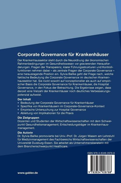 Produktbild: Corporate Governance f&uuml;r Krankenh&auml;user