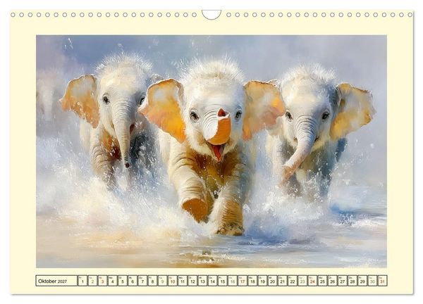 Produktbild: Sommertr&auml;ume. Elefantenkinder am Meer (Wandkalender 2027 DIN A3 quer), CALVENDO Monatskalender