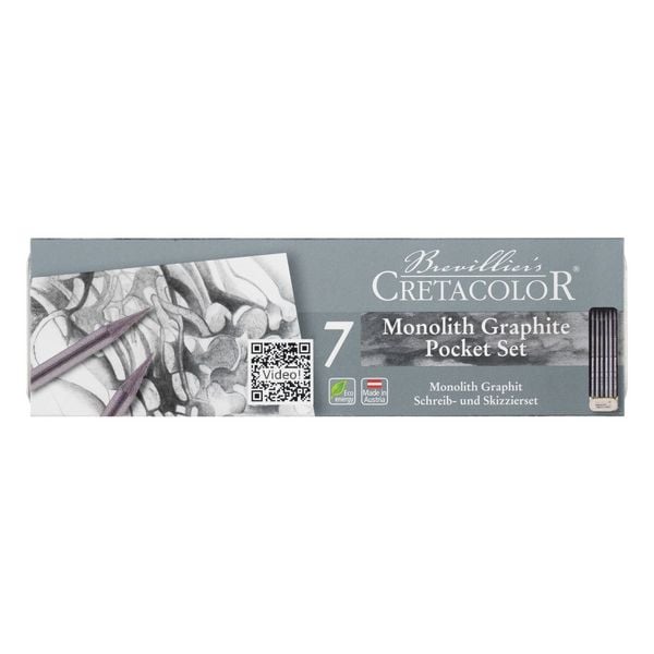 Produktbild: Cretacolor K&uuml;nstlerstifte Monolith Plus Pocket, 6er Set + Radierer