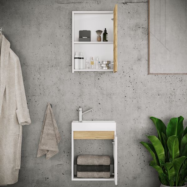 Produktbild: 3 tlg. H&auml;ngeschrank G&auml;ste-WC Waschbecken Softclose Cosila
