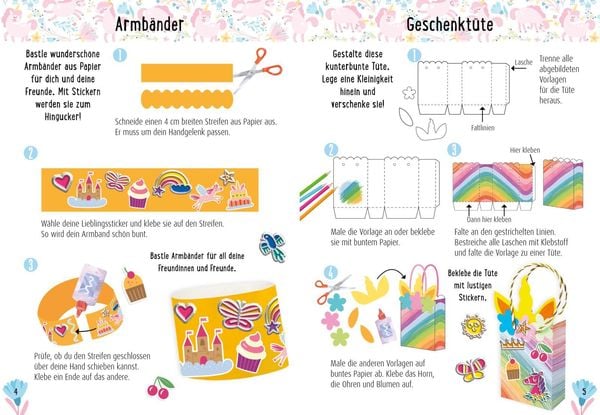 Produktbild: Bastelset f&uuml;r Kinder: Sticker-Bastelset: Glitzer-Einh&ouml;rner