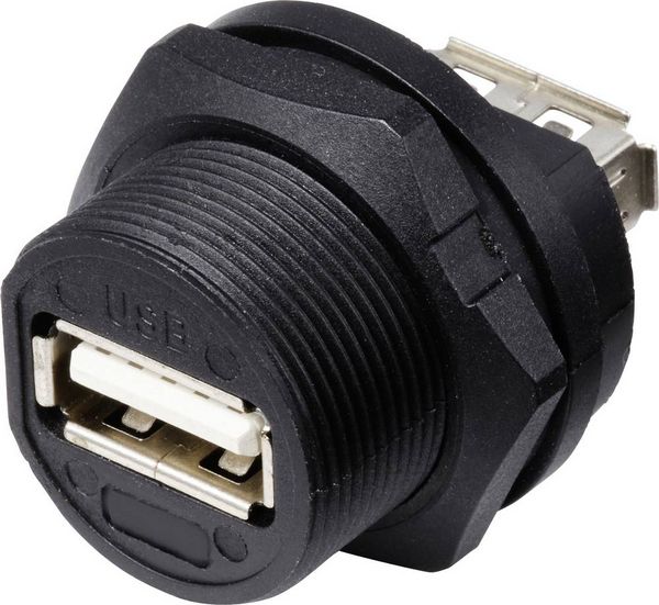 Produktbild: USB 2.0-Buchse auf Buchse IP67 (Gewinde) TC-E13T-FU2-PRF TC-13543548 TRU COMPONENTS Inhalt: 1 St.