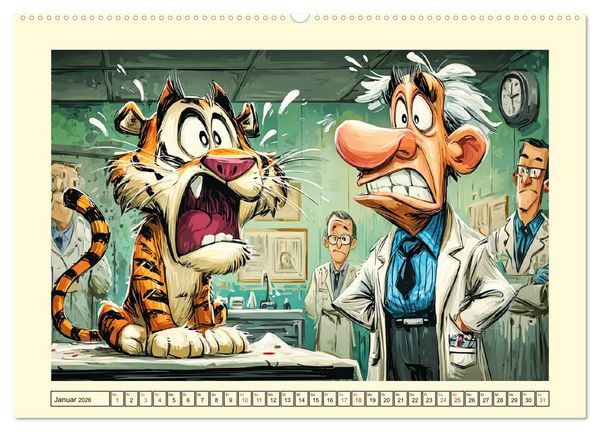 Produktbild: Beim Tierarzt! Tierisch schr&auml;ge Besuche in der Vetklinik (hochwertiger Premium Wandkalender 2026 DIN A2 quer), Kunstdruck in Hochglanz