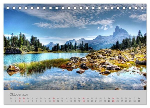 Produktbild: Traumkulissen in den Dolomiten (Tischkalender 2026 DIN A5 quer), CALVENDO Monatskalender