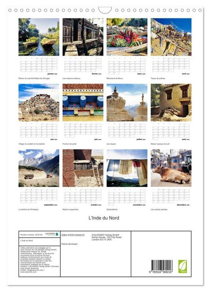 Produktbild: L'Inde du Nord (Calendrier mural 2026 DIN A3 horizontal), CALVENDO calendrier mensuel