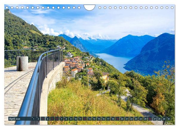 Produktbild: Luganer See - Zwischen Schweizer und Italienischen Alpen (Wandkalender 2026 DIN A4 quer), CALVENDO Monatskalender