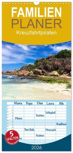 Produktbild: Familienplaner 2026 - Kreuzfahrtpiraten mit 5 Spalten (Wandkalender, 21 x 45 cm) CALVENDO