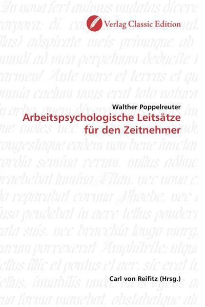 Produktbild: Poppelreuter, W: Arbeitspsychologische Leits&auml;tze f&uuml;r den Zei