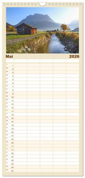 Produktbild: Familienplaner 2026 - Zauber der Zugspitze mit 5 Spalten (Wandkalender, 21 x 45 cm) CALVENDO