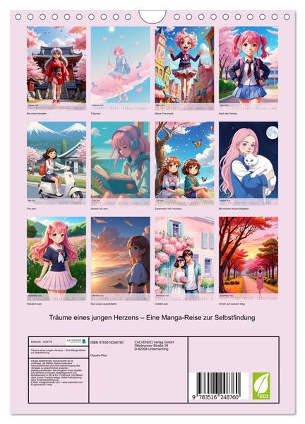 Produktbild: Tr&auml;ume eines jungen Herzens &ndash; Eine Manga-Reise zur Selbstfindung (Wandkalender 2026 DIN A4 hoch), CALVENDO Monatskalender