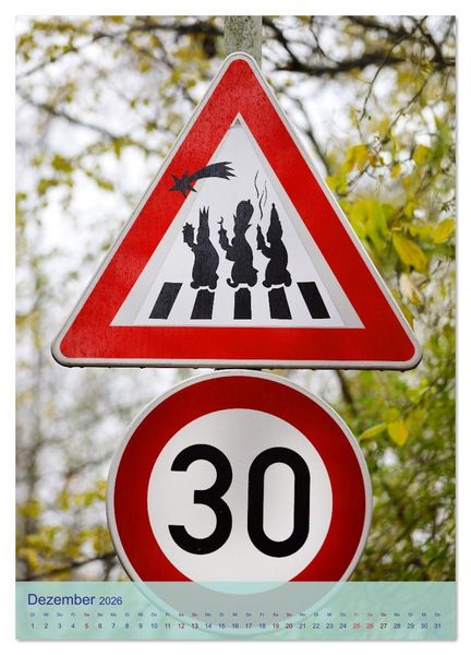 Produktbild: LUSTIGE VERKEHRSSCHILDER (Wandkalender 2026 DIN A3 hoch), CALVENDO Monatskalender