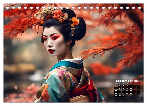 Produktbild: Geishas Portraits von japanischen Gastgeberinnen inspiriert (Tischkalender 2026 DIN A5 quer), CALVENDO Monatskalender