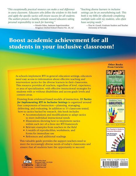 Produktbild: 55 Tactics for Implementing RTI in Inclusive Settings