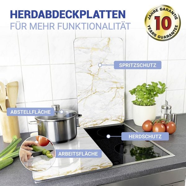 Produktbild: Herdabdeckplatte Universal Mod. Marmor Gold, 2er Set, f&uuml;r alle Herdarten geeignet