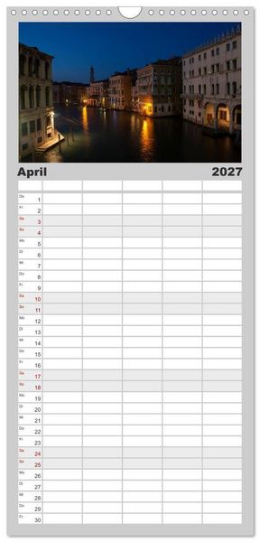 Produktbild: Familienplaner 2027 - Venedig bei Nacht mit 5 Spalten (Wandkalender, 21 x 45 cm) CALVENDO