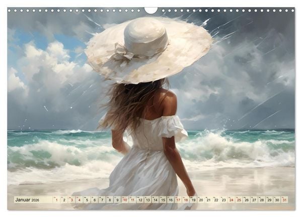 Produktbild: Strandzauber- Frauen in eleganten Kleidern (Wandkalender 2026 DIN A3 quer), CALVENDO Monatskalender