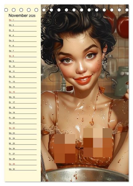 Produktbild: Schatz, ich hab gekocht! Sexy-lustige Pin-up-Girls in der K&uuml;che (Tischkalender 2026 DIN A5 hoch), CALVENDO Monatskalender