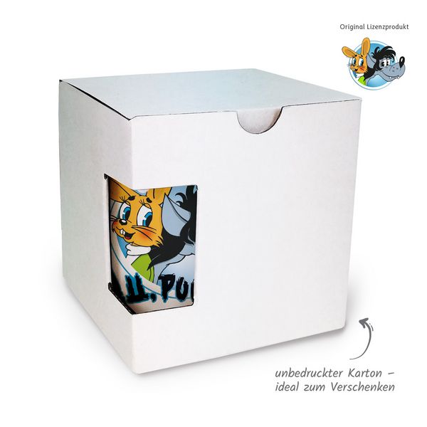Produktbild: Tr&ouml;tsch Tasse Hase & Wolf Nu pogodi Nu pagadi Keramiktasse wei&szlig;/blau