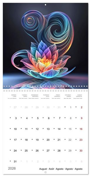 Produktbild: Fleurs en verre color&eacute; (Calendrier mural carr&eacute; 2026 30x30 cm) Calendrier double avec une page pour vos prises de notes