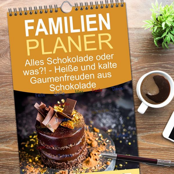Produktbild: Familienplaner 2026 - Alles Schokolade oder was?! - Hei&szlig;e und kalte Gaumenfreuden aus Schokolade mit 5 Spalten (Wandkalender, 21 x 45 cm) CALVENDO