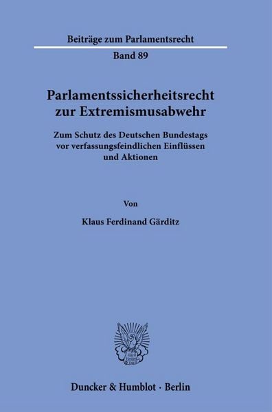 Produktbild: Parlamentssicherheitsrecht zur Extremismusabwehr
