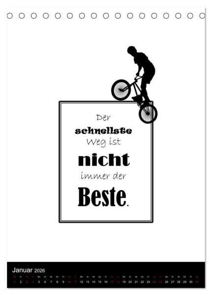 Produktbild: Markante, freche Spr&uuml;che rund ums Radfahren (Tischkalender 2026 DIN A5 hoch), CALVENDO Monatskalender