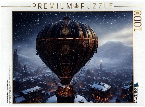 CALVENDO Puzzle Dampffesselballon im Schneegestöber | 1000 Teile Lege-Größe 64x48cm Foto-Puzzle für glückliche Stunden