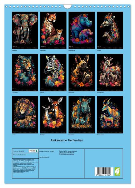 Produktbild: Afrikanische Tierfamilien (Wandkalender 2026 DIN A3 hoch), CALVENDO Monatskalender