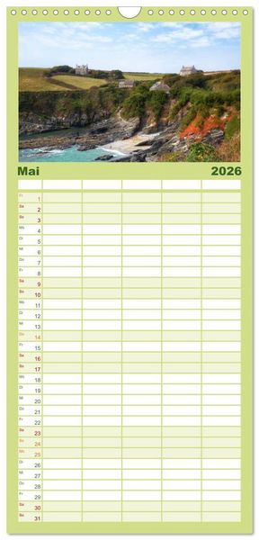 Produktbild: Familienplaner 2026 - Cornwall mit 5 Spalten (Wandkalender, 21 x 45 cm) CALVENDO