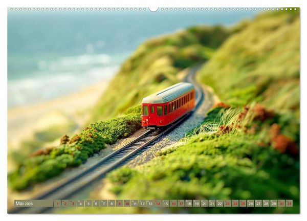 Produktbild: Miniaturwelt Eisenbahn - Zug um Zug ins Abenteuer (hochwertiger Premium Wandkalender 2026 DIN A2 quer), Kunstdruck in Hochglanz