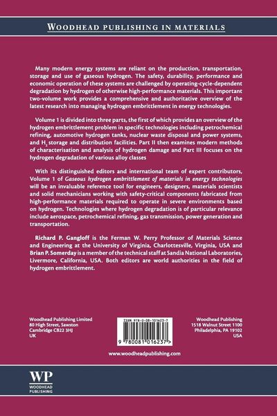 Produktbild: Gaseous Hydrogen Embrittlement of Materials in Energy Technologies