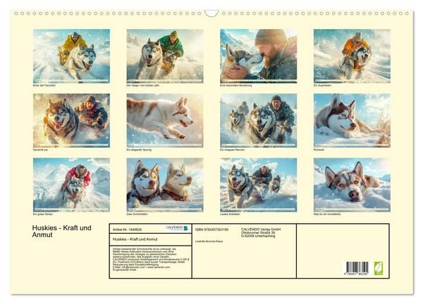 Produktbild: Huskies - Kraft und Anmut (Wandkalender 2026 DIN A2 quer), CALVENDO Monatskalender