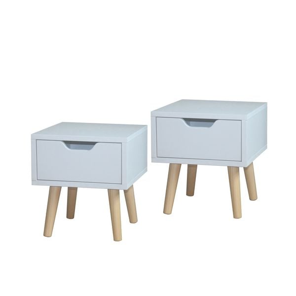 Produktbild: HTI-Living Nachttisch 1 Schublade 2er-Set Thekla Weiß
