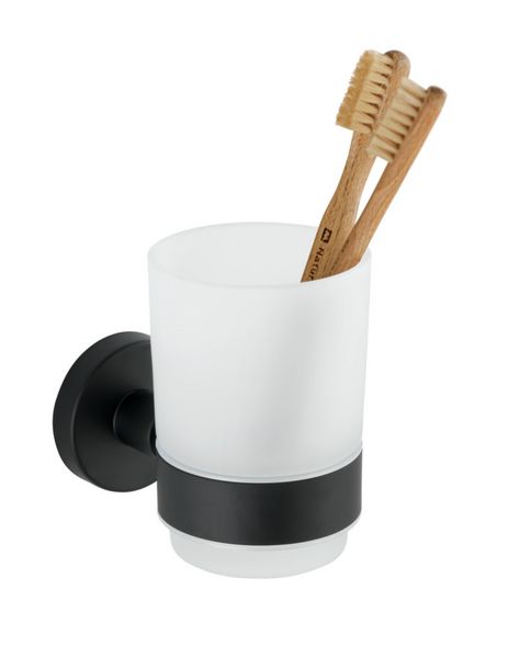 Produktbild: Zahnputzbecher Uno Mod. Bosio Black Edelstahl matt, rostfrei