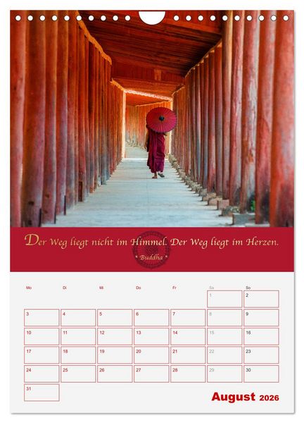 Produktbild: Buddhistische Weisheiten - DER ROTE SCHIRM (Wandkalender 2026 DIN A4 hoch), CALVENDO Monatskalender
