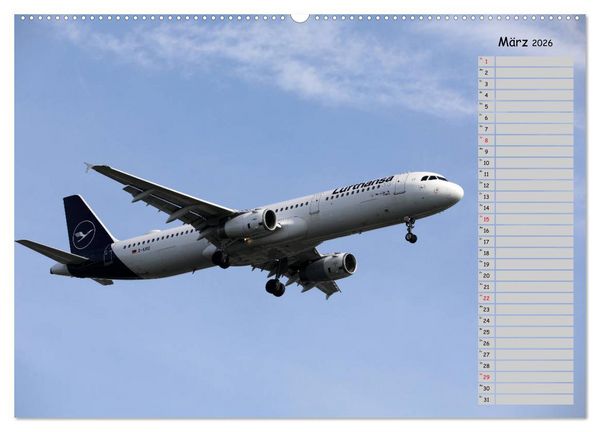 Produktbild: Flugzeuge &ndash; Starts und Landeanfl&uuml;ge Geburtstagsplaner (Wandkalender 2026 DIN A2 quer), CALVENDO Monatskalender