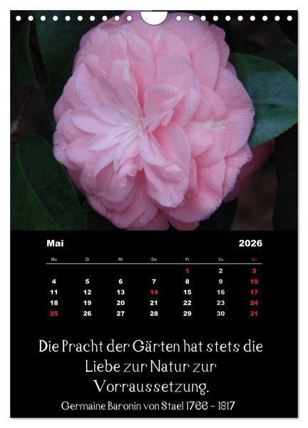 Produktbild: Spr&uuml;che und Zitate ber&uuml;hmter Personen &uuml;ber Blumen und Natur (Wandkalender 2026 DIN A4 hoch), CALVENDO Monatskalender