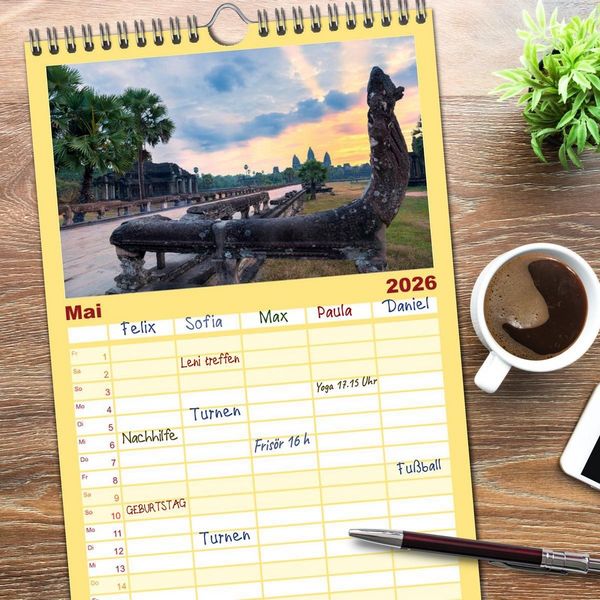 Produktbild: Familienplaner 2026 - Asien - Kontinent der Farben mit 5 Spalten (Wandkalender, 21 x 45 cm) CALVENDO