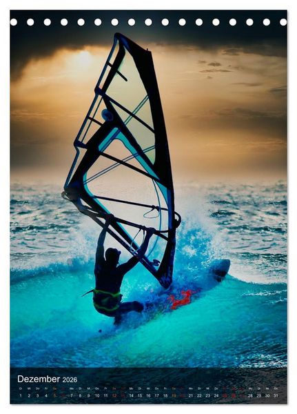 Produktbild: Windsurfing - Wind und Wellen (Tischkalender 2026 DIN A5 hoch), CALVENDO Monatskalender