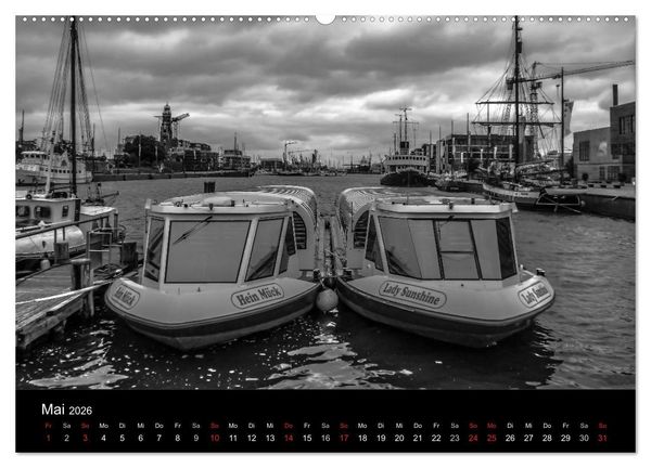 Produktbild: Bremerhaven - Blickpunkte Schwarzwei&szlig; (Wandkalender 2026 DIN A2 quer), CALVENDO Monatskalender