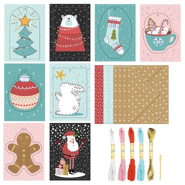 Produktbild: URSUS Sticken Stickkarten Set, Weihnachten, Gru&szlig;karten A6 zum Besticken
