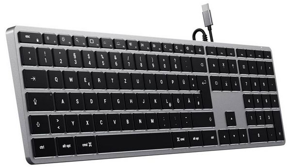 Produktbild: Satechi Slim W3 Kabelgebunden Tastatur Deutsch, QWERTZ Anthrazit Multimediatasten, mit numerischer Tastatur, Beleuchtet