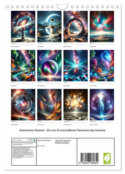 Produktbild: Astronomie Visionen - Ein von KI erschaffenes Panorama des Kosmos (Wandkalender 2026 DIN A4 hoch), CALVENDO Monatskalender