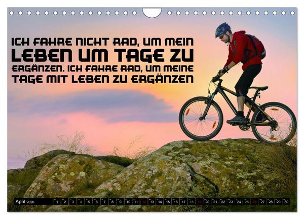 Produktbild: Faszination Fahrrad - coole Spr&uuml;che (Wandkalender 2026 DIN A4 quer), CALVENDO Monatskalender