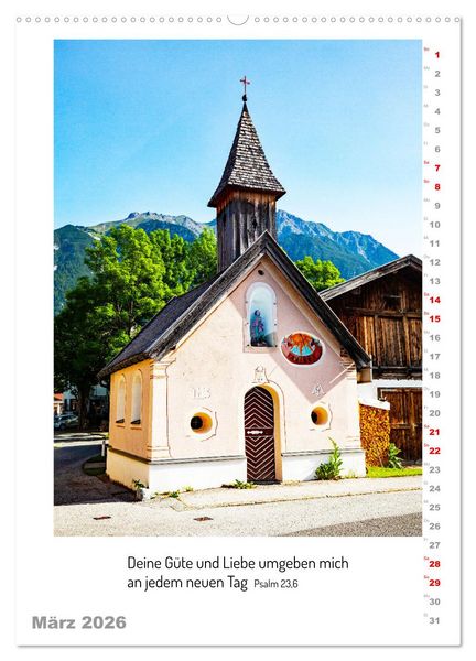 Produktbild: Kapellen mit Bibelzitaten (hochwertiger Premium Wandkalender 2026 DIN A2 hoch), Kunstdruck in Hochglanz