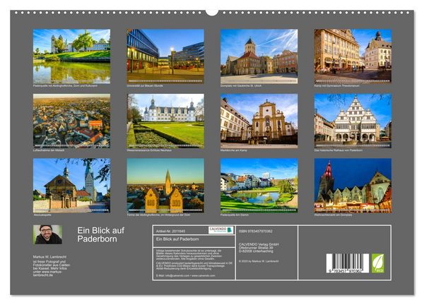 Produktbild: Ein Blick auf Paderborn (hochwertiger Premium Wandkalender 2026 DIN A2 quer), Kunstdruck in Hochglanz