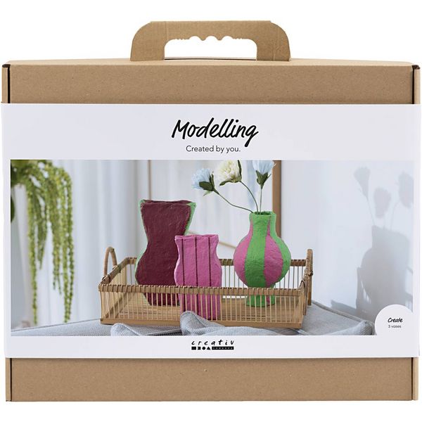 Produktbild: Creativ Company Maxi Kreativ Set Modellieren, Vasen aus Pappmachee-Pulp, sortierte Farben